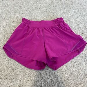 Raspberry colored lululemon hotty hots! The liner has been cut out! hardly worn!